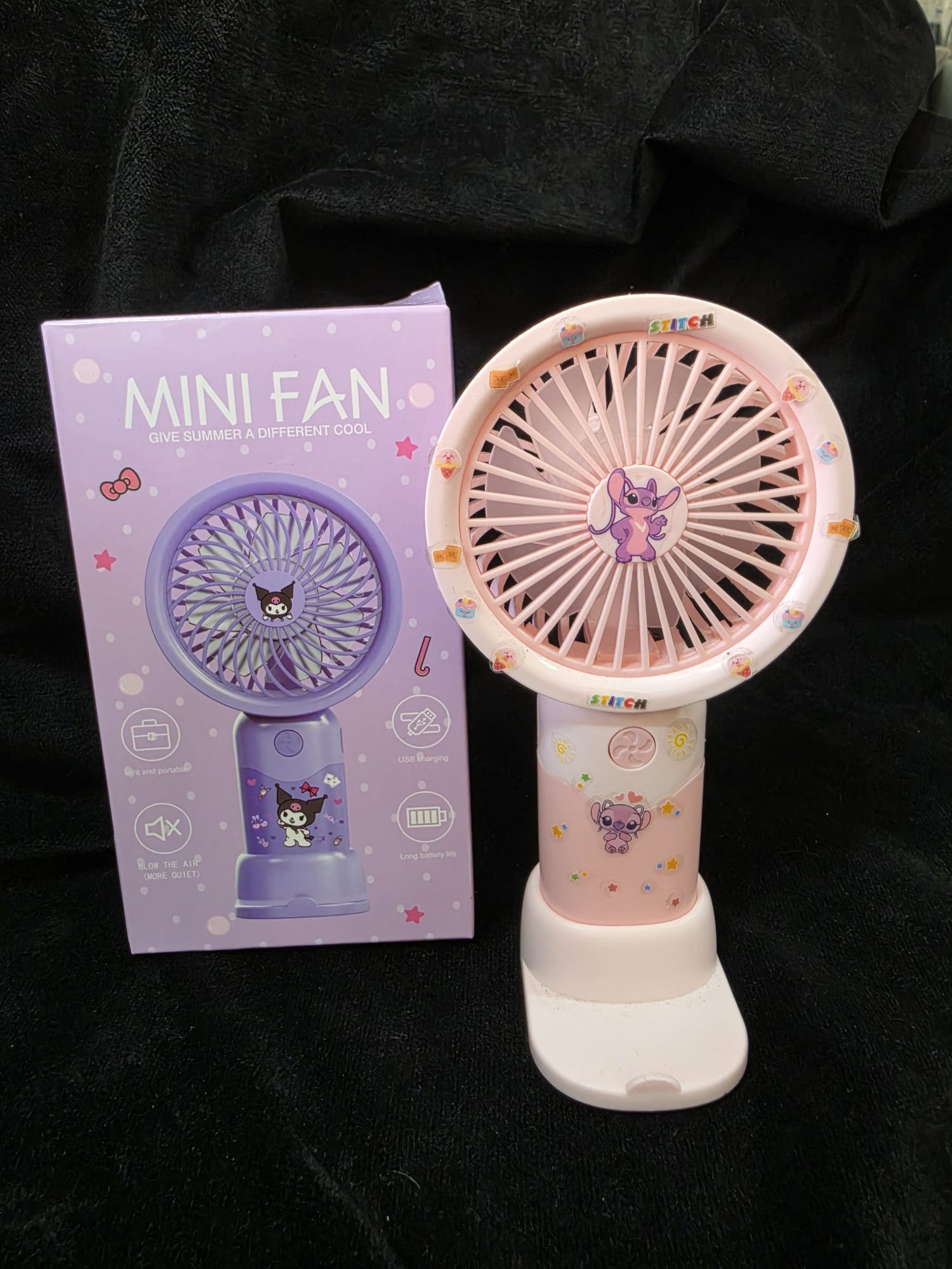 Sevimli Karakterli Taşınabilir Mini Vantilatör - Pembe El Tipi Fan